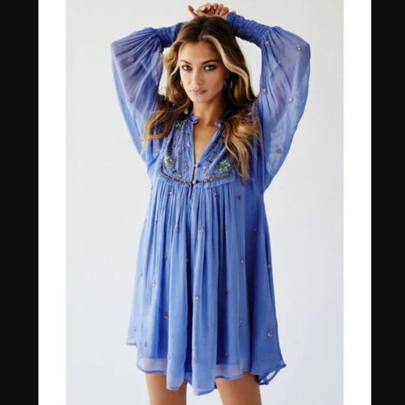 Free People Bali Golden Sun Mini Dress